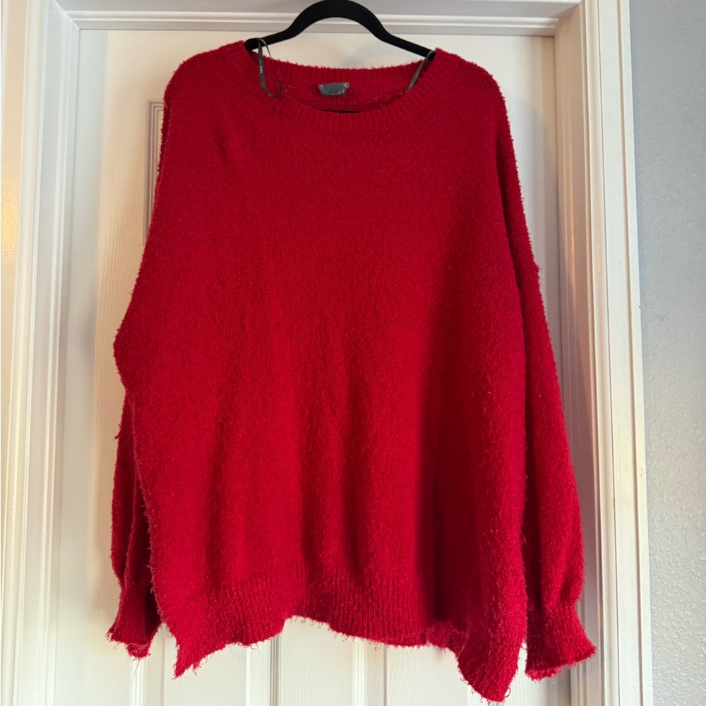 Arula Red Sweater size C-22-24 Fuzzy and Cozy Classic Red Holiday Christmas